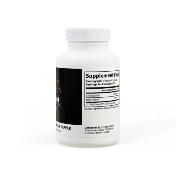 Ashwagandha and Black Pepper Supplement (60 capsules) - Image 3